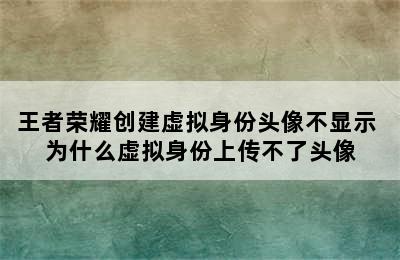 王者荣耀创建虚拟身份头像不显示 为什么虚拟身份上传不了头像